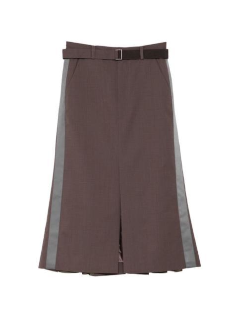 sacai belted panel skirt