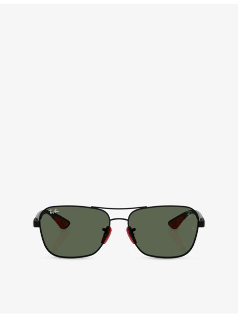 Ray-Ban RB8336M Scuderia Ferrari Square-Frame Metal Sunglasses