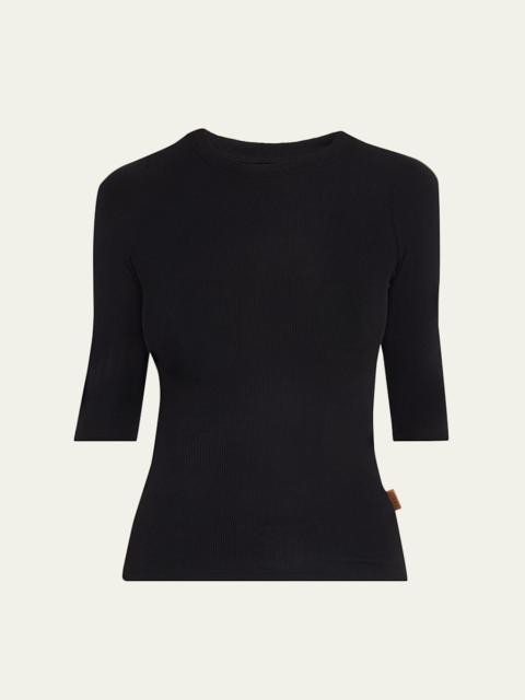 JAMIE HALLER The Rib Elbow-Sleeve Crew T-Shirt