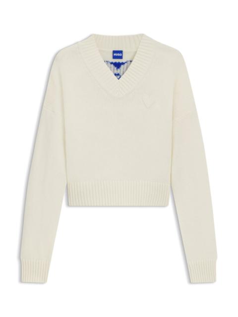 HUGO V-NECK SWEATER WITH REAR HAPPY HUGO HEART