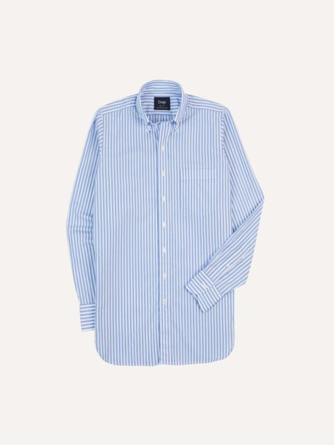 Drake's Blue Bengal Stripe Cotton Poplin Button-Down Shirt