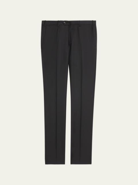 GIORGIO ARMANI Men's Flat-Front Wool Trousers
