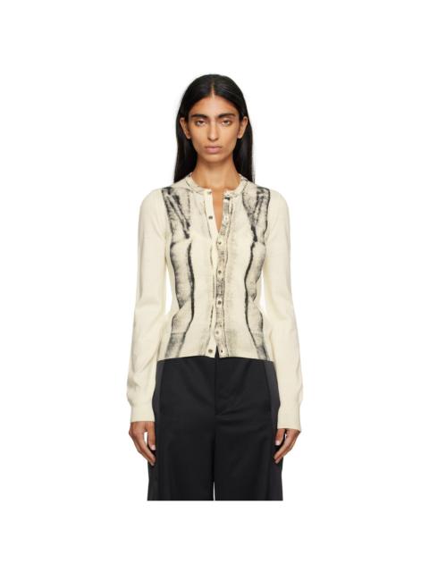 MM6 Maison Margiela Off-White Folded Printed Gauge 14 Cardigan