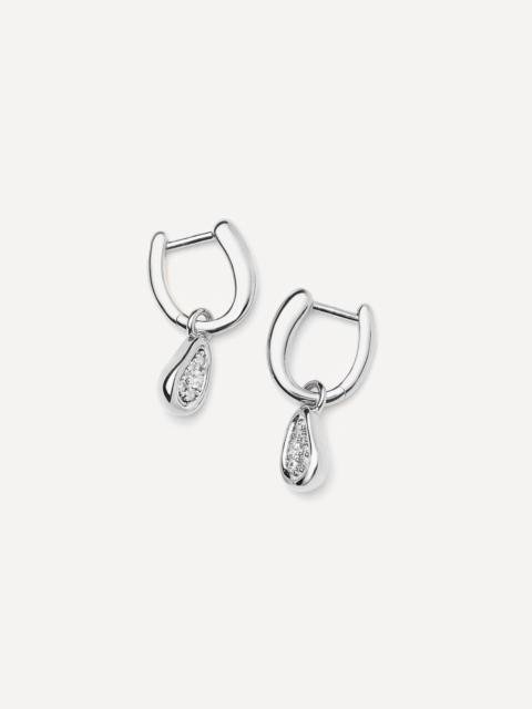 MISSOMA Silver-Plated Molten Teardrop Pavé Charm Hoop Earrings