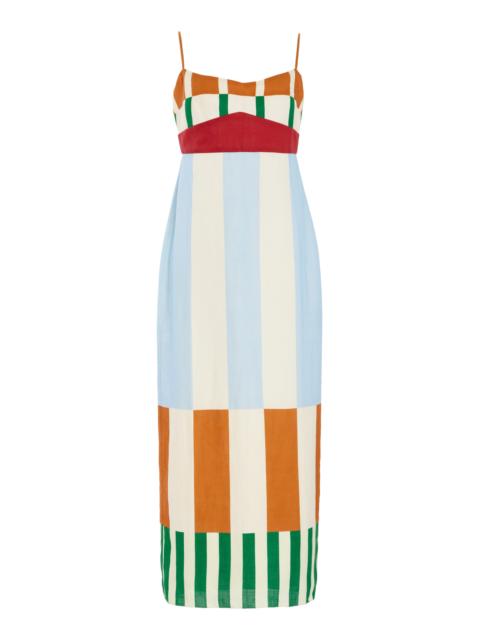 CALA de la CRUZ Exclusive Paloma Linen Midi Dress multi