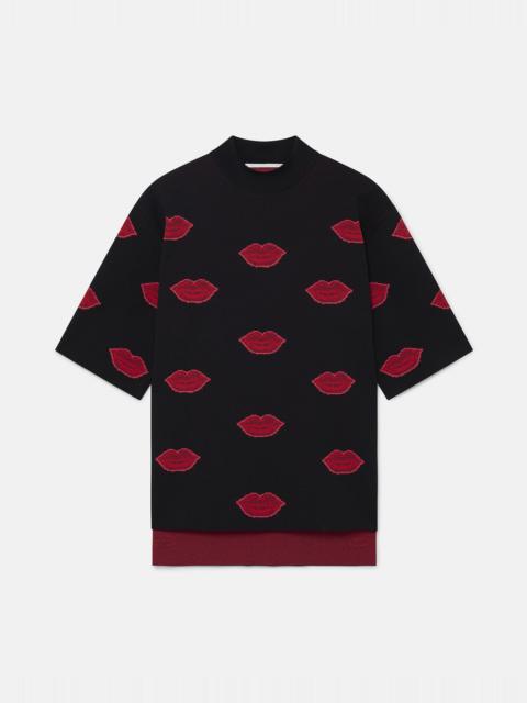 Stella McCartney Lips Graphic Knit High-Neck Top