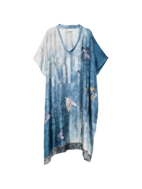Pierre-Louis Mascia V-neck butterfly-print tunic dress