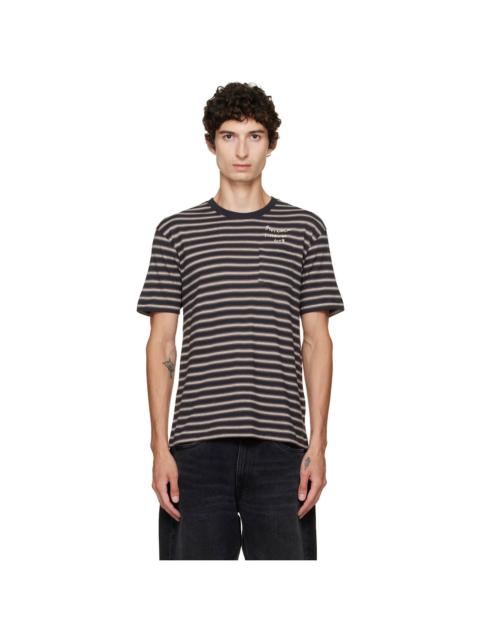Stockholm Surfboard Club Navy & Brown Striped T-shirt
