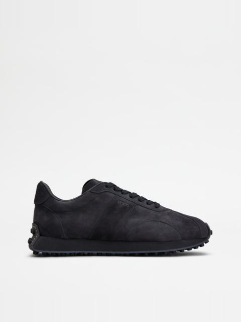 Tod's T VINTAGE SNEAKERS IN PASHMY SUEDE - BLUE
