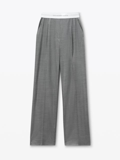 High-Waist Pleated Pant with Logo Elastic