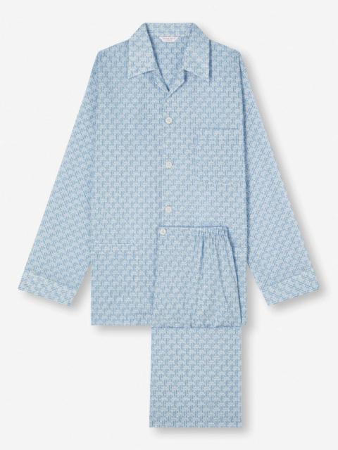Derek Rose Men's Classic Fit Pyjamas Ledbury 72 Cotton Batiste Blue
