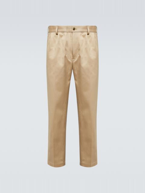 Cotton gabardine straight pants