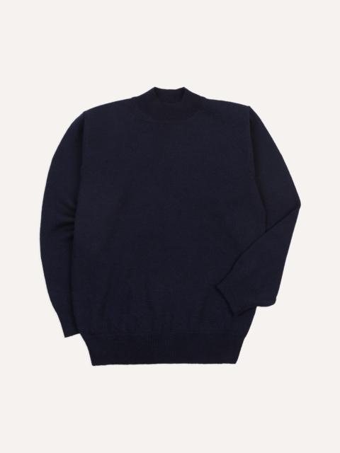 Drake's Navy Wool Mock Neck Jumper