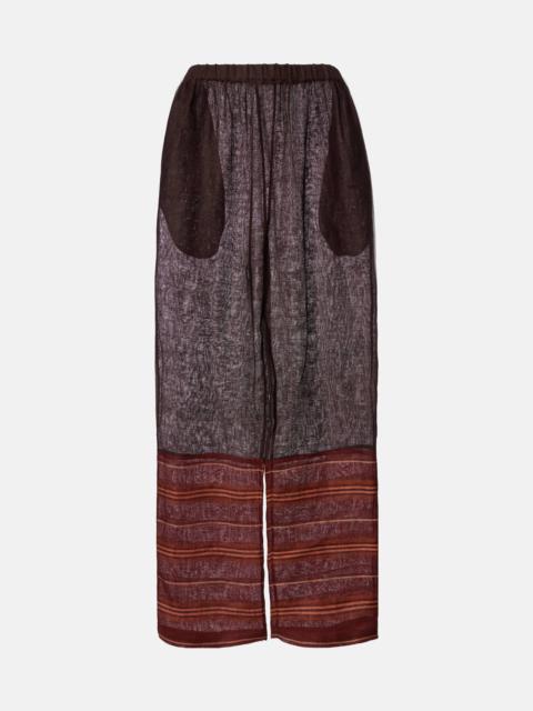 TORY BURCH Striped cropped linen pants