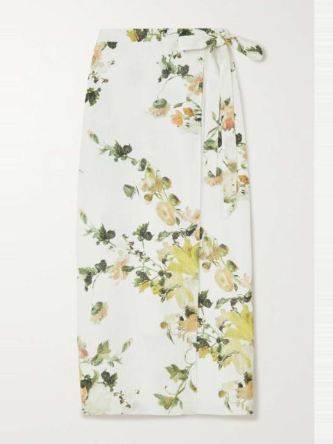 Hermia floral-print linen midi wrap skirt