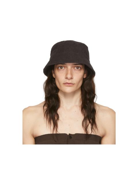 AURALEE Brown Organic Cotton Terrycloth Bucket Hat