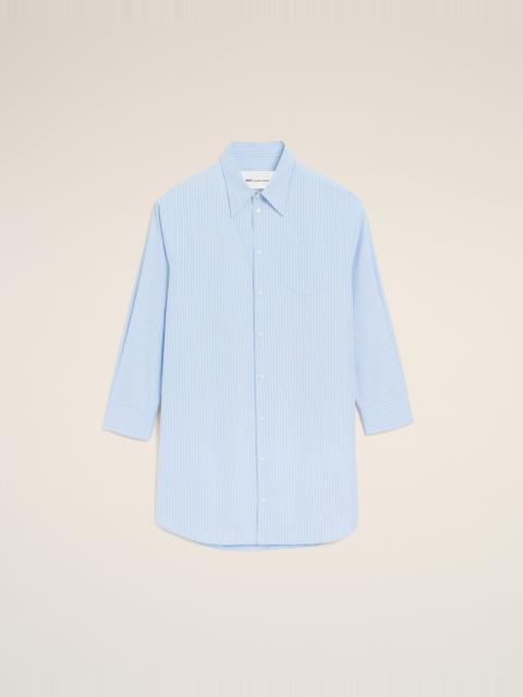 AMI Paris BLUE COTTON AMI DE COEUR WIDE SHIRT DRESS