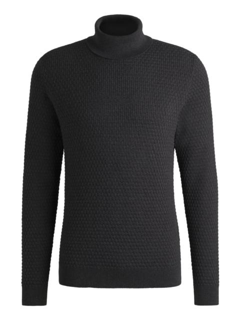 HUGO STRUCTURED-KNIT ROLLNECK SWEATER IN COTTON