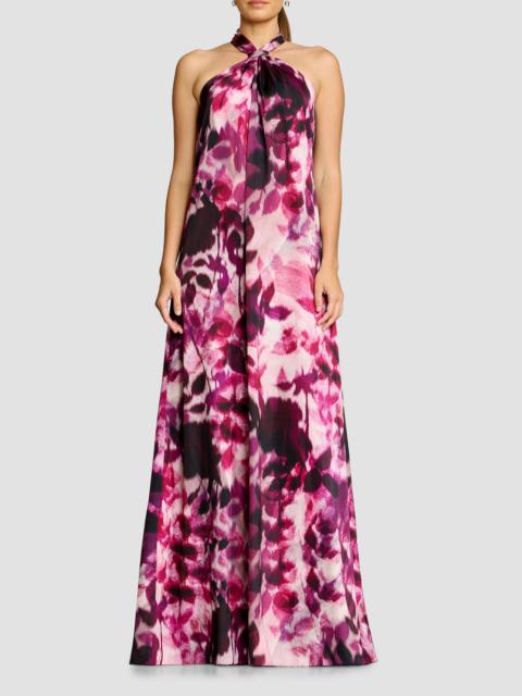 Dress The Population Women's Maven Halterneck Maxi Dress - Dark Magenta Multi
