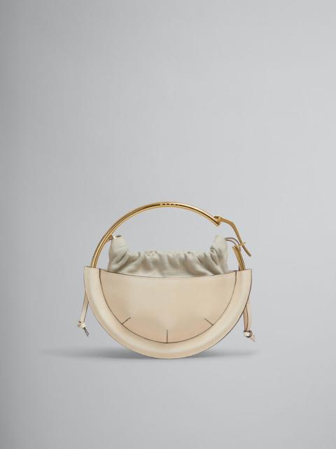 BEIGE LEATHER SMALL TUNNEL HOBO BAG