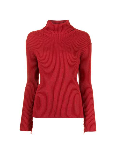 Y's fringed ribbed jumper