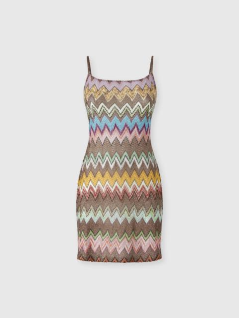 Missoni Mini cover-up dress in lamé viscose with macro zigzag pattern