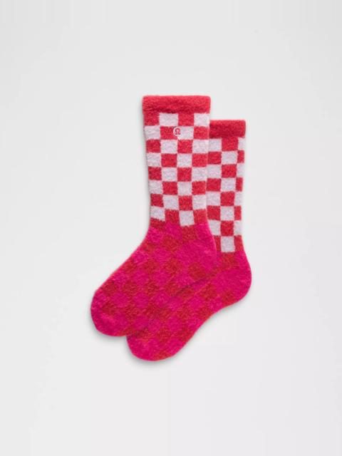 lululemon Unisex Fuzzy Checkered Crew Socks