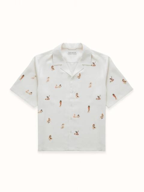 DUKE + DEXTER Pin Up Antique White Short Sleeve Shirt