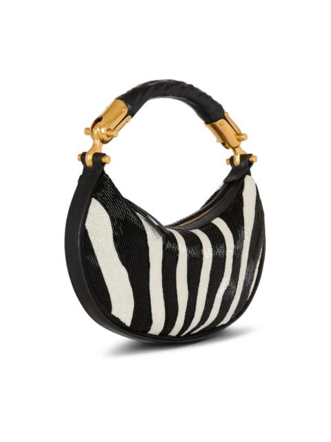 Balmain zebra-striped beaded shoulder bag