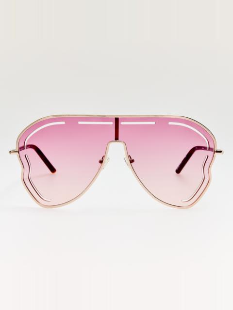 LINDA FARROW Kika Gardenia Sunglasses in Pink Gradient and Light Gold