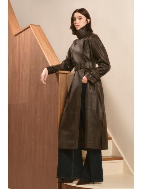 KAREN MILLEN Leather Belted Trench Coat