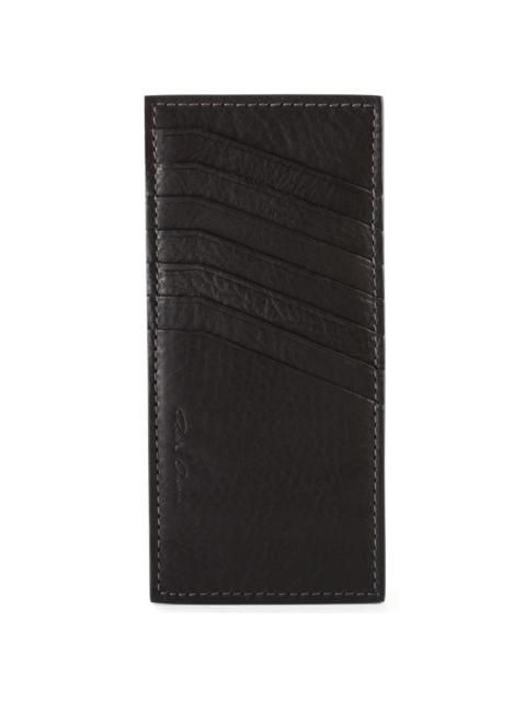 Rick Owens Vertical Calf Leather Card Holder Black in Black