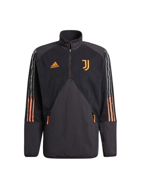 adidas Juventus Soccer/Football Sports Contrast Color Stitching Round Neck Pullover Black GK8603