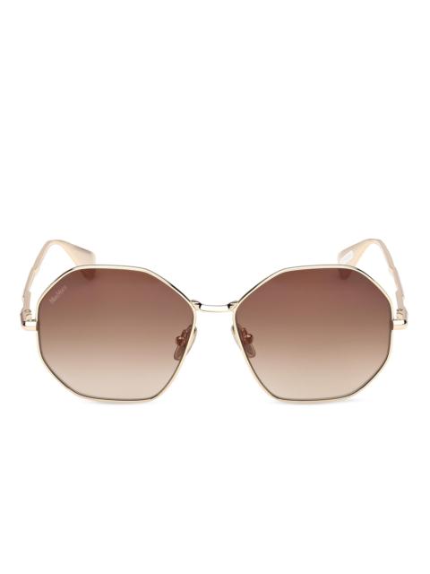 Max Mara Women's Miller 57MM Geometric Sunglasses - Gold Brown