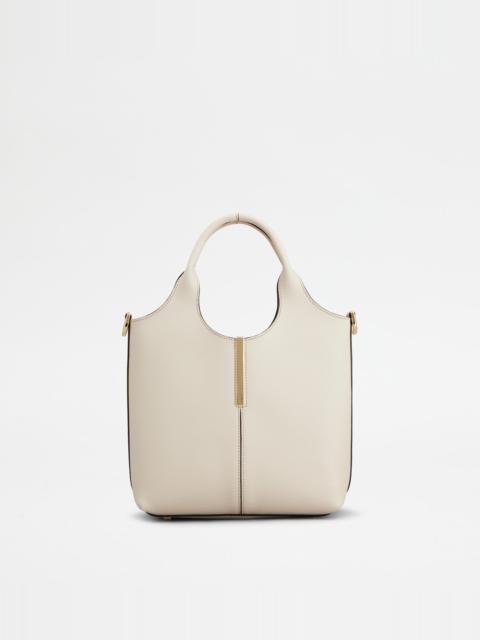 Tod's TOTE SHOPPING BAG IN LEATHER MINI - WHITE