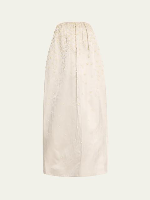 ADAM LIPPES Brynn Pearly Strapless Silk Dress