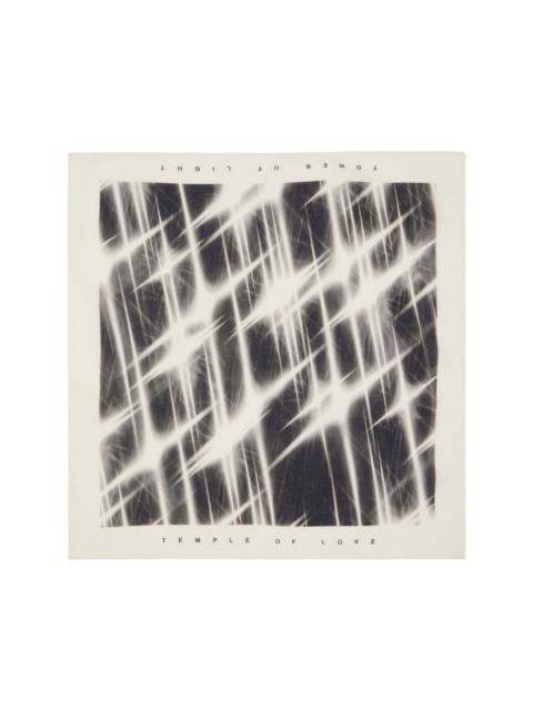 Rick Owens White & Black Tower Printed Bandana Scarf