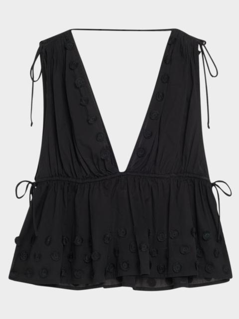 ULLA JOHNSON Anya Plunge V-Neck Coverup Top