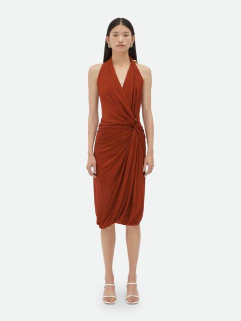 Viscose Jersey Midi Dress With Drop Ring Detail