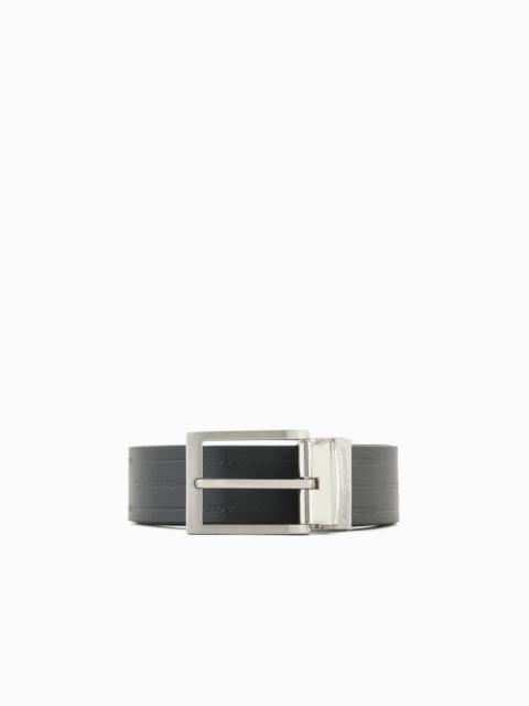EMPORIO ARMANI REVERSIBLE LEATHER BELT WITH EMBOSSED LOGO