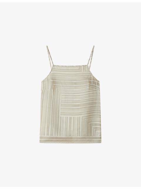 JOSEPH Stace Grid-Print Silk Top