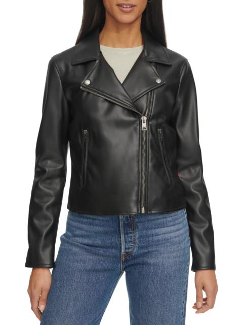 Shrunken Faux Leather Moto Jacket