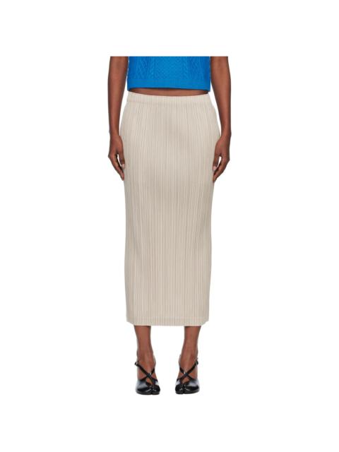 Pleats Please Issey Miyake Beige Thicker 1 Maxi Skirt