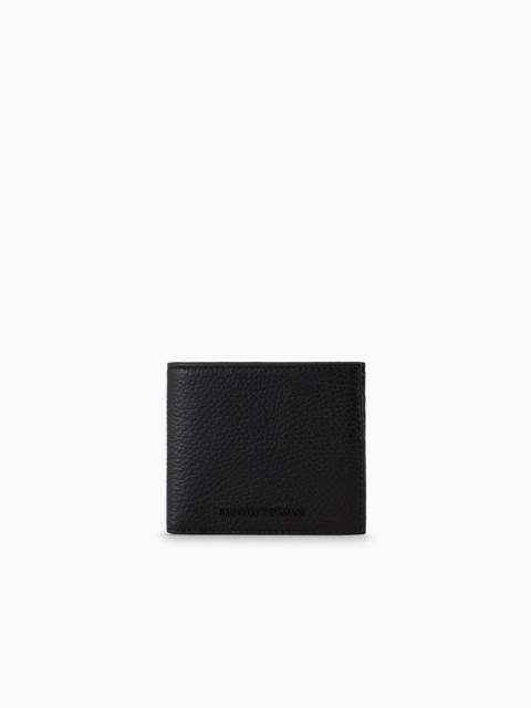 EMPORIO ARMANI Tumbled leather wallet with coin pocket