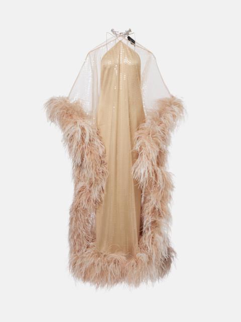 Sza Sza Disco feather-trimmed kaftan