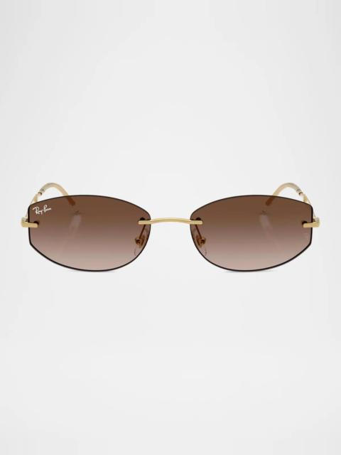 Ray-Ban RB3792 55MM Rimless Oval Sunglasses