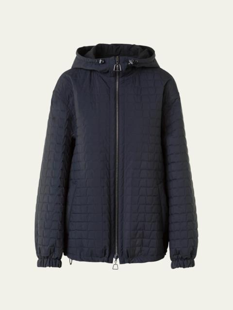 AKRIS Davis Trapezoid Quilted Techno Taffeta Parka Jacket
