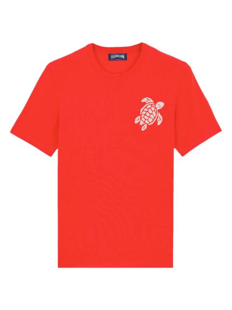 Vilebrequin Men's Big Turtle Silk & Cotton T-Shirt - Coquelicot