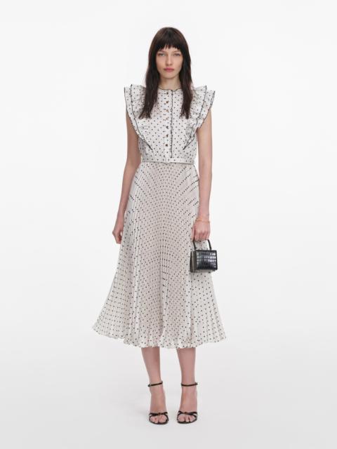 Cream Ramie Polka Dot Midi Dress