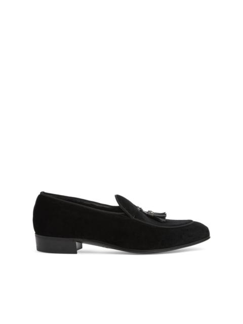 GUCCI Double G-detail velvet loafers